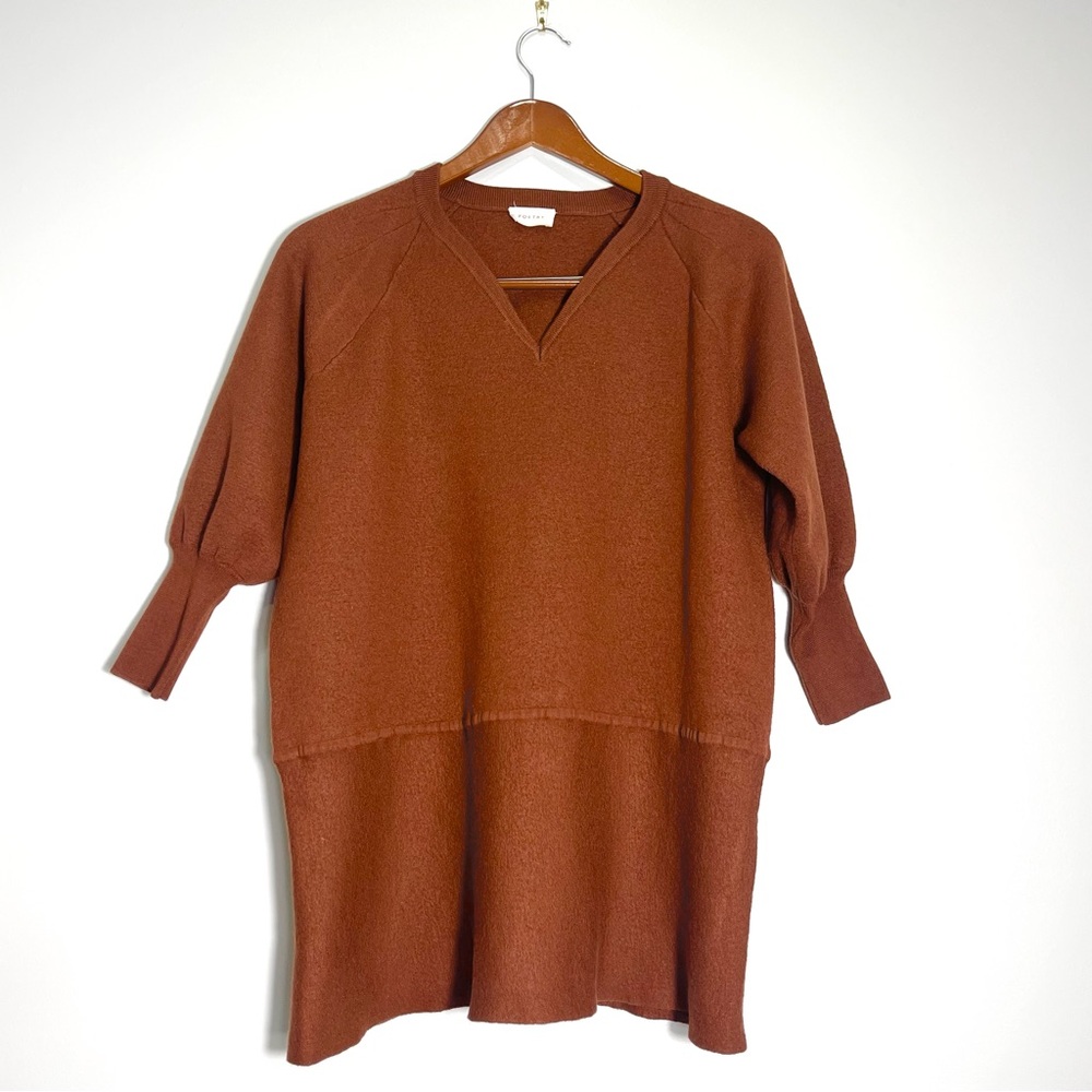 POETRY Women's Merino Wool V-Neck Sweater Burnt Orange/Rust Size 18